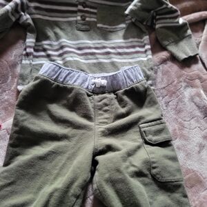 Carter's Olive Green Kids Jogger Set with Gray Waistband